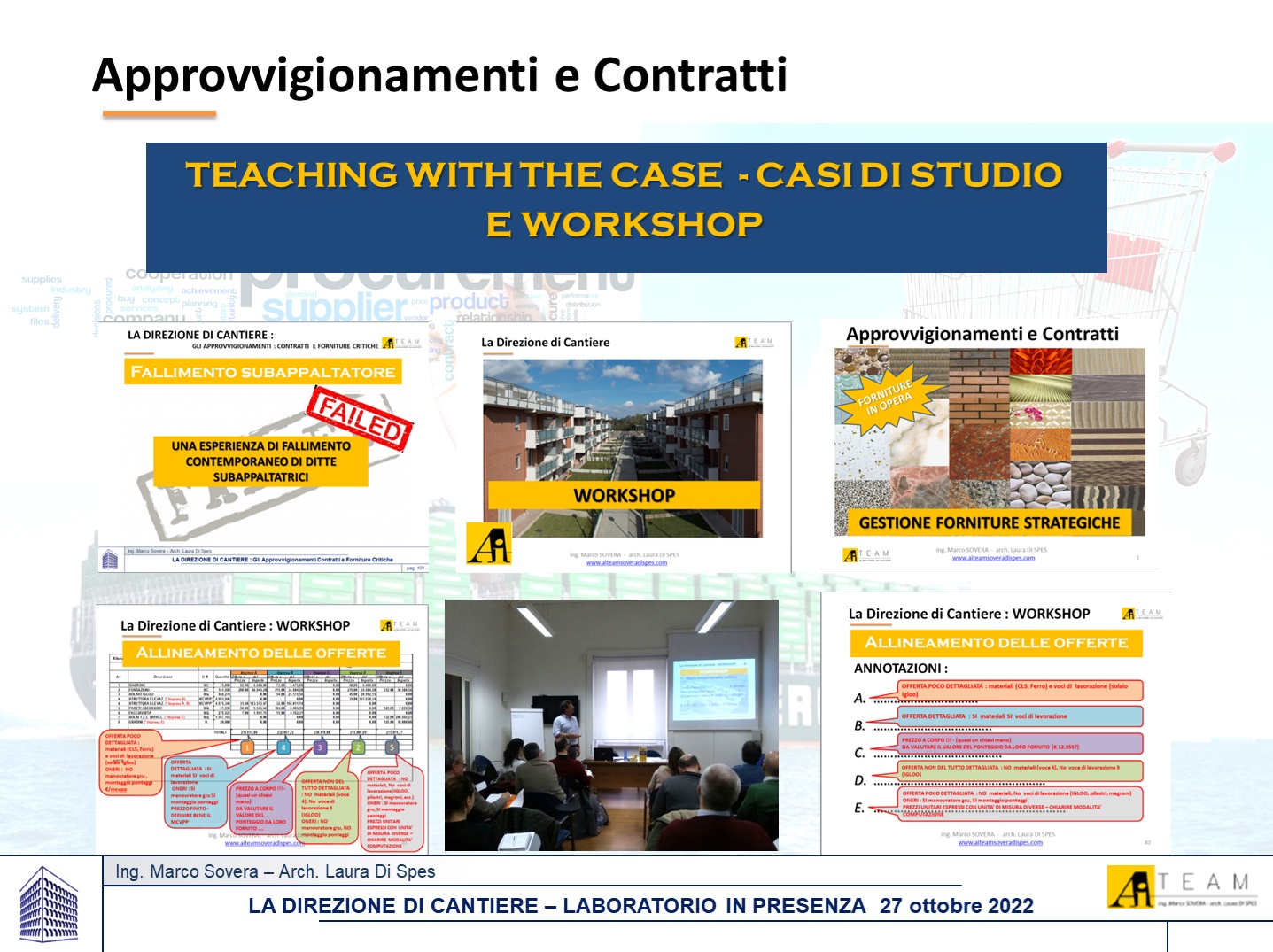 In presenza – LA DIREZIONE DI CANTIERE – La gestione degli approvvigionamenti – Laboratorio 2/3